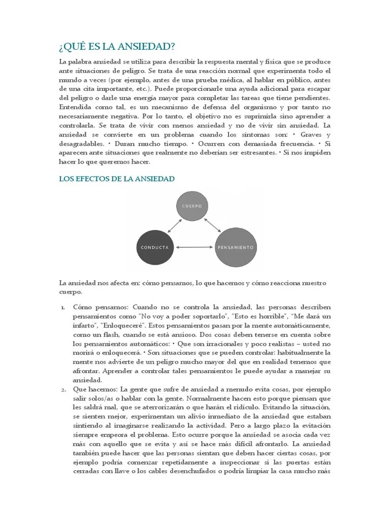 Manejo De La Ansiedad | PDF | Ansiedad | Sicología