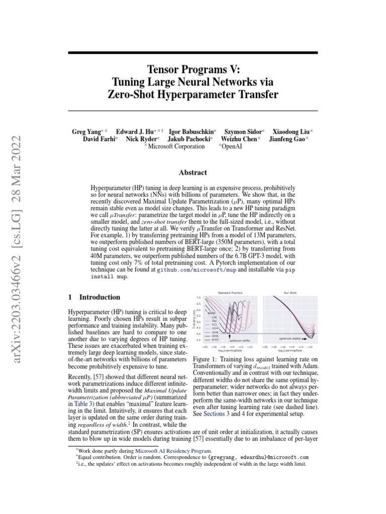 Tensor Programs V | PDF | Deep Learning | Artificial Neural Network
