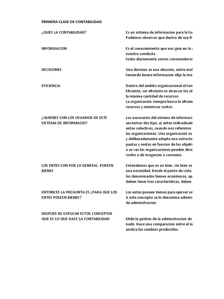 Primera Clase De Contabilidad | PDF | Contabilidad | Bienes (Ley)