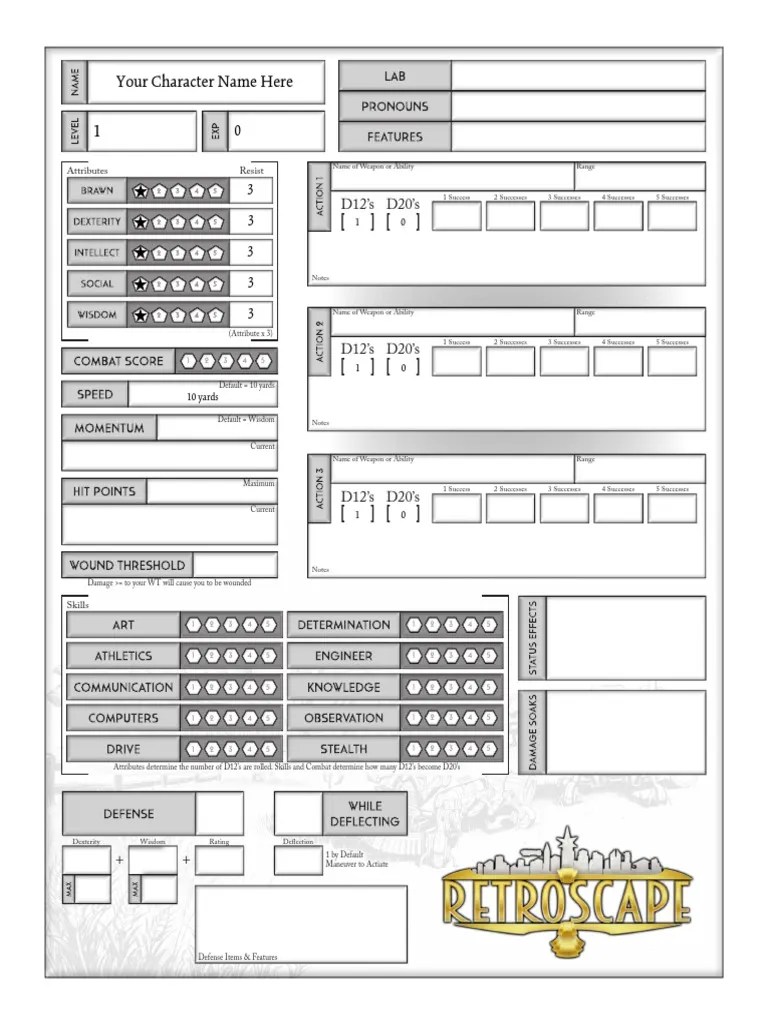 Character Sheet Fillable | PDF | Role Playing Games | Leisure Activities