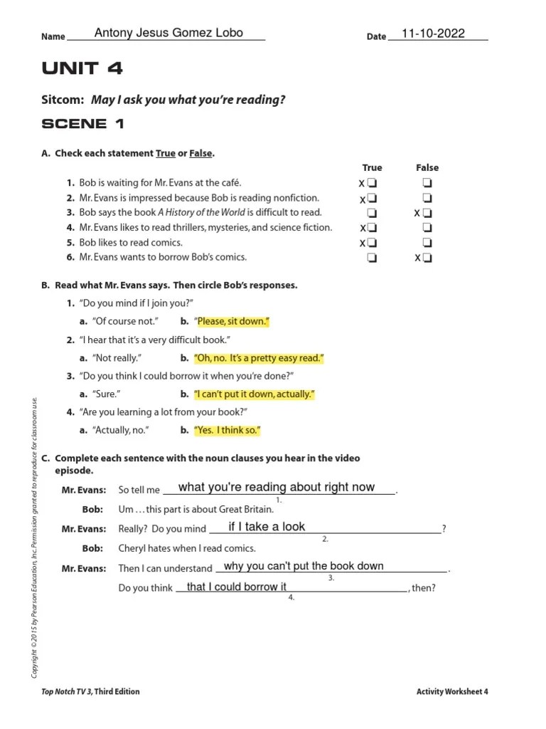 Unit 4 Top Notch TV | PDF