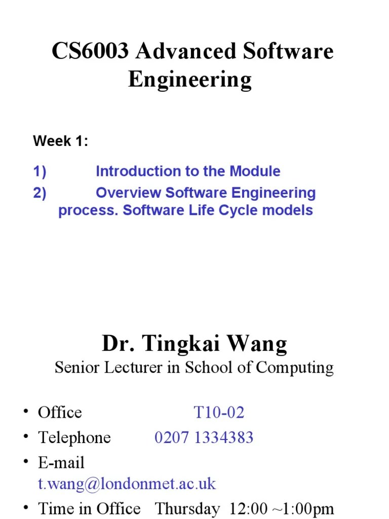 CS6003 Advanced Software Engineering: Week 1 | PDF | Software Engineering | Engineering
