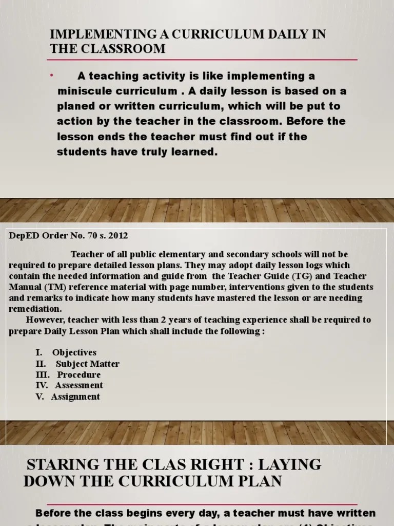 Implementing A Curriculum Daily In The Classroom | PDF | Learning ...
