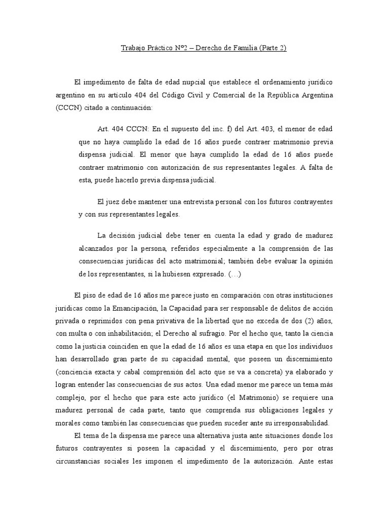 Trabajo Práctico N°2 - Derecho De Familia Parte 2 Universidad Siglo 21 (Año 2022) | PDF ...