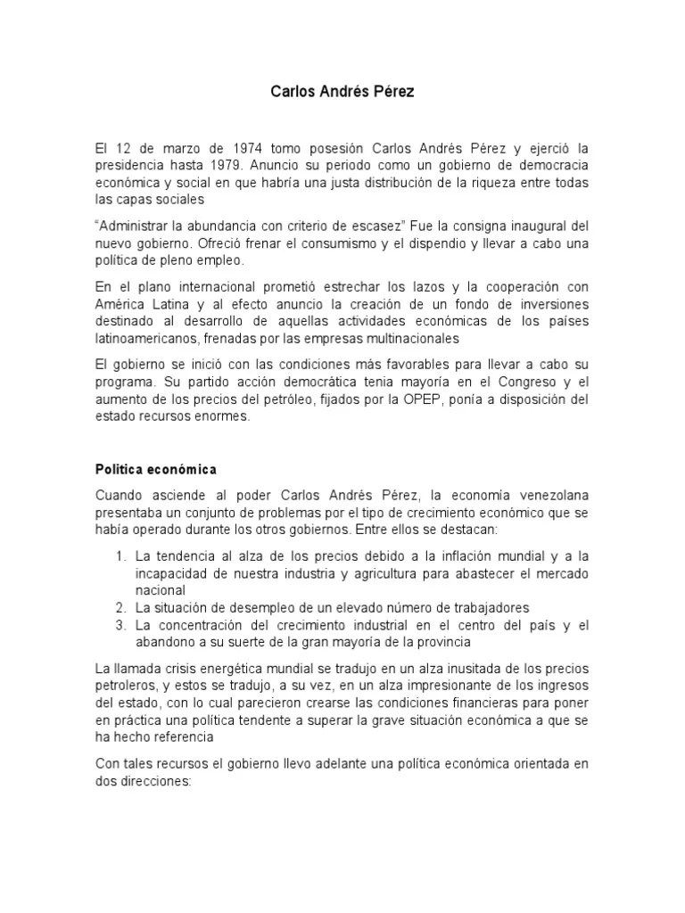 Carlos Andrés Pérez | PDF | Petróleo | Venezuela