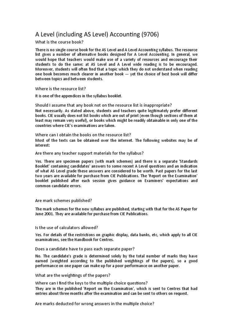 Accounting 9706 Resourses | PDF | Multiple Choice