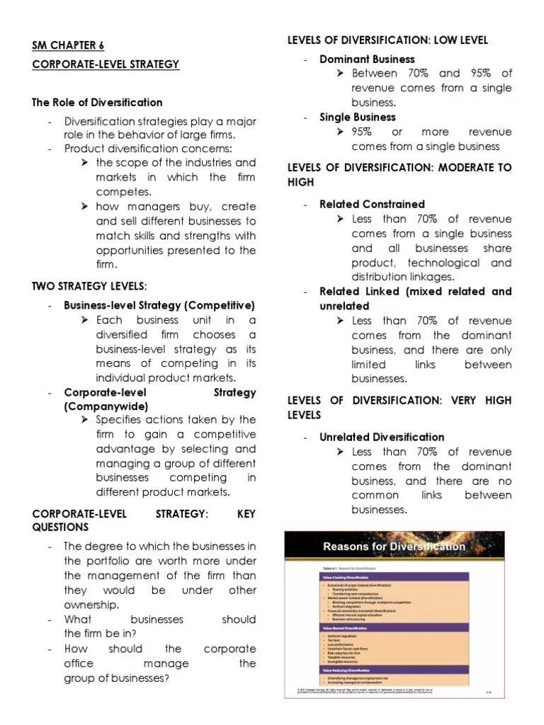 Chapter 6 | PDF | Diversification (Finance) | Mergers And Acquisitions
