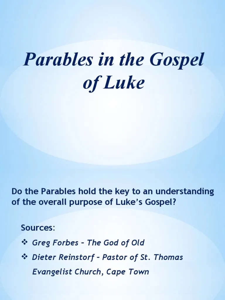 Parables In The Gospel Of Luke | PDF | Gospel Of Luke | Parables Of Jesus
