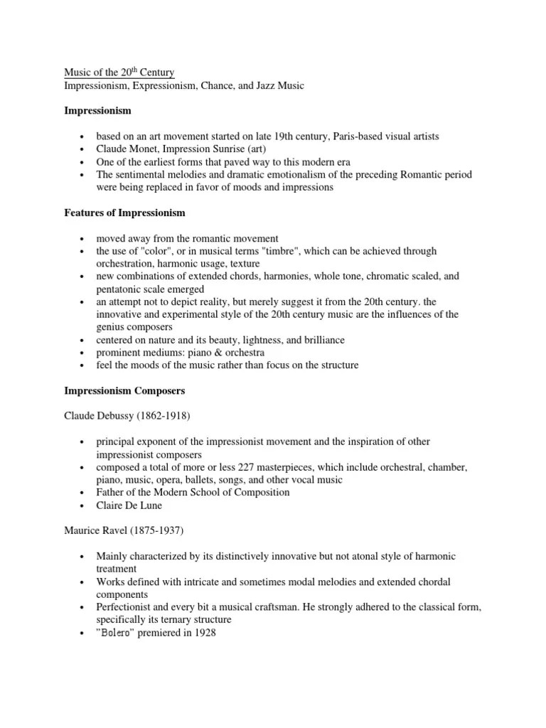 Music Of The 20th Century | Download Free PDF | Impressionism | Musical Compositions