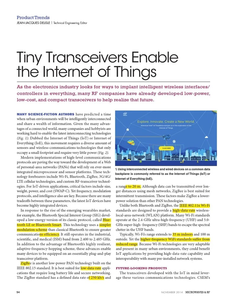 Low Power Low Cost Compact Transceivers For IoT | PDF | Wi Fi | Bluetooth