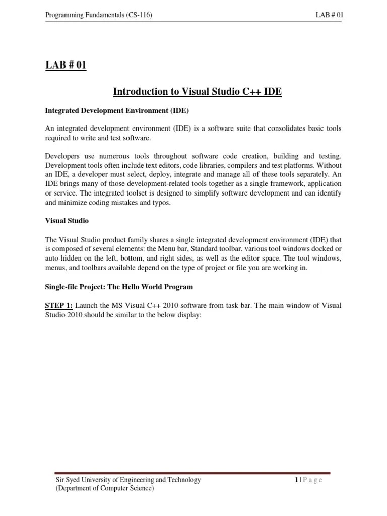 Lab Session 1 | PDF | Microsoft Visual Studio | Software