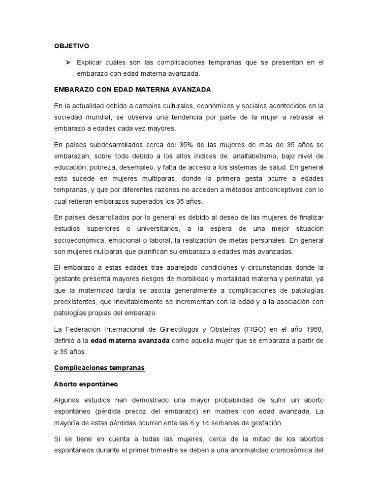 Seminario Embarazo Edad Avanzada - Mi Parte | PDF | El Embarazo | Aborto