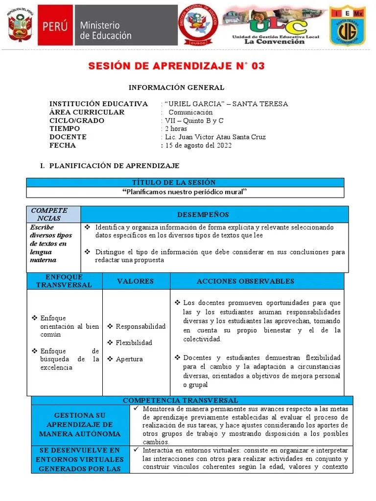 SESIÓN DE APRENDIZAJE #03 - Eda7 | PDF | Aprendizaje | Evaluación