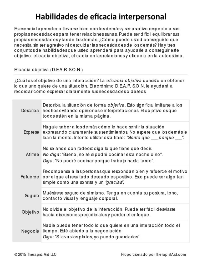 DBT Interpersonal Effectiveness Skills | PDF | Autoestima | Ciencias ...