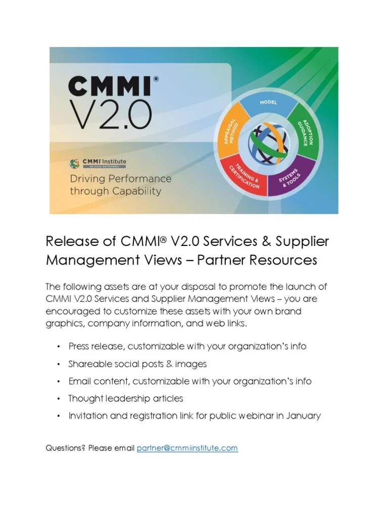 Partner Launch Kit For CMMI V2 0 SVC And SPM | PDF | Supply Chain | Business