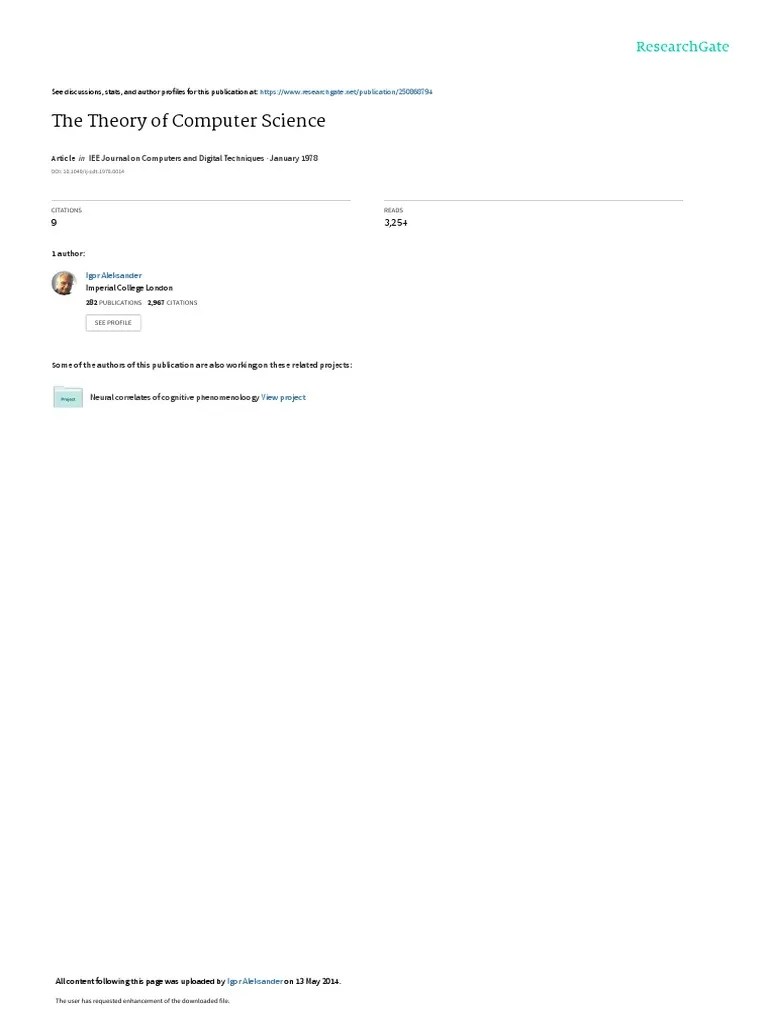 The Theory Of Computer Science | PDF | Theory | Mathematics