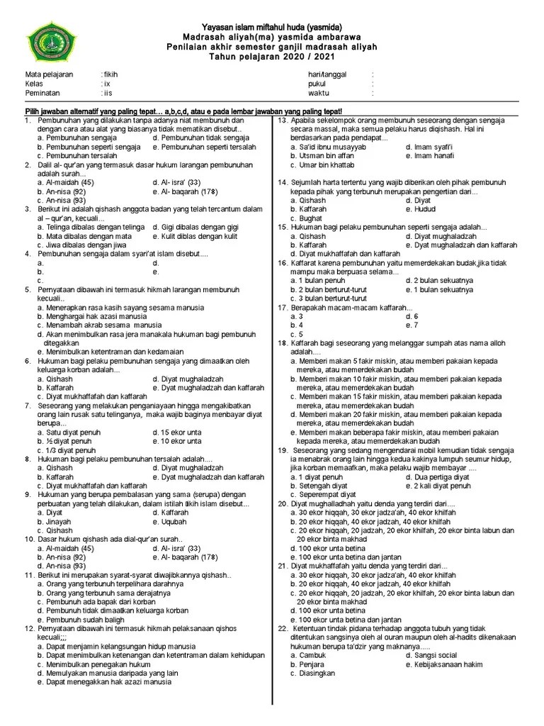 Soal Fikih Kelas 11 | PDF