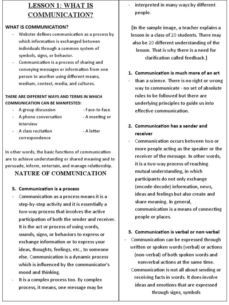 Grade 11 Notes | PDF | Communication | Nonverbal Communication