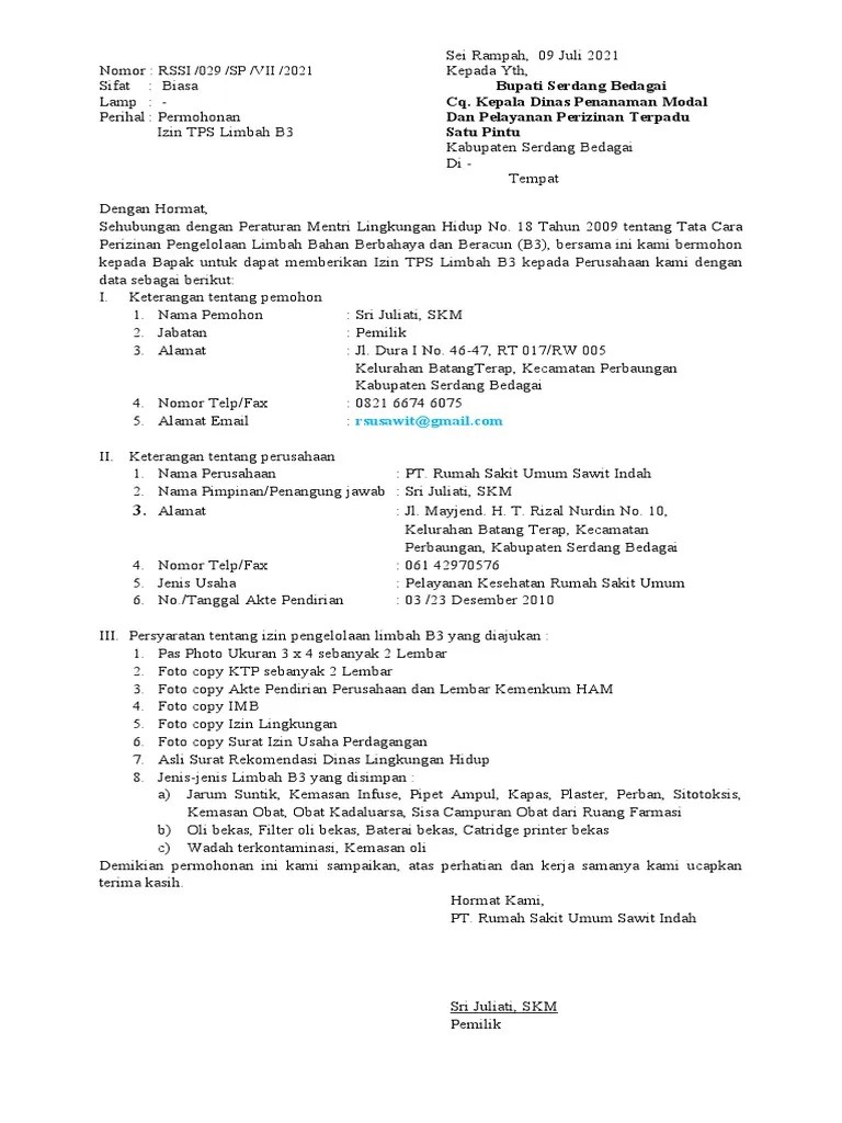 Permohonan Limbah B3 | PDF