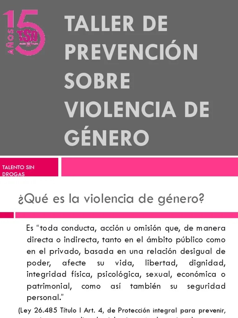 TALLER De PREVENCIÓN SOBRE VIOLENCIA DE GÉNERO | PDF | La Violencia Contra Las Mujeres | Violencia