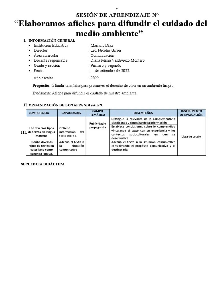 Sesión Escribimos Un Afiche Sobre El Medio Ambiente | PDF | Publicidad ...