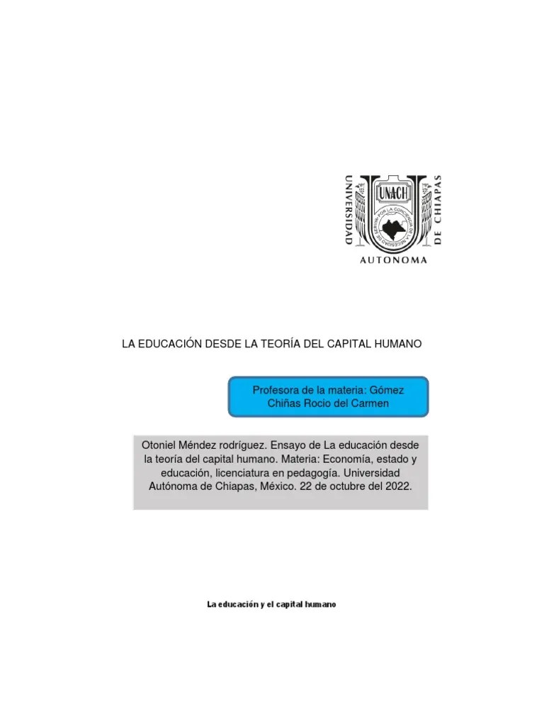 La Economía De La Educación | PDF | Capital (economía) | Capital Humano