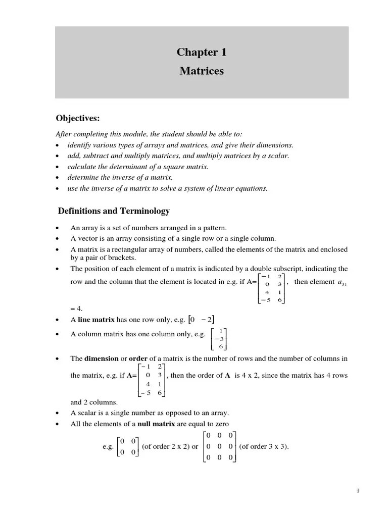 Chapter 1 Matrices And Systems Of Linear Equations Pdf Matrix - High Resolution Nature Backgrounds for Desktop