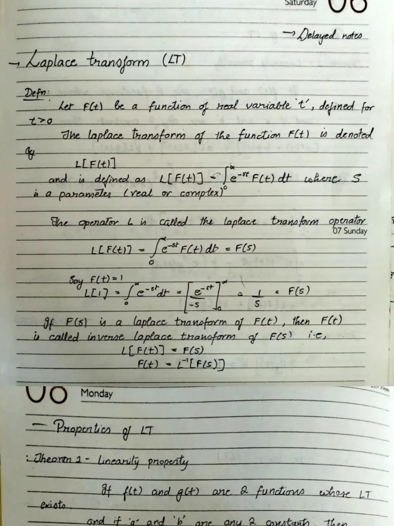 Laplace Transform Notes Full | PDF