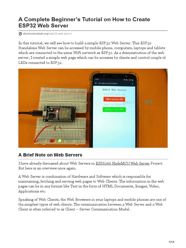 A Complete Beginners Tutorial On How To Create Esp32 | PDF | World Wide ...