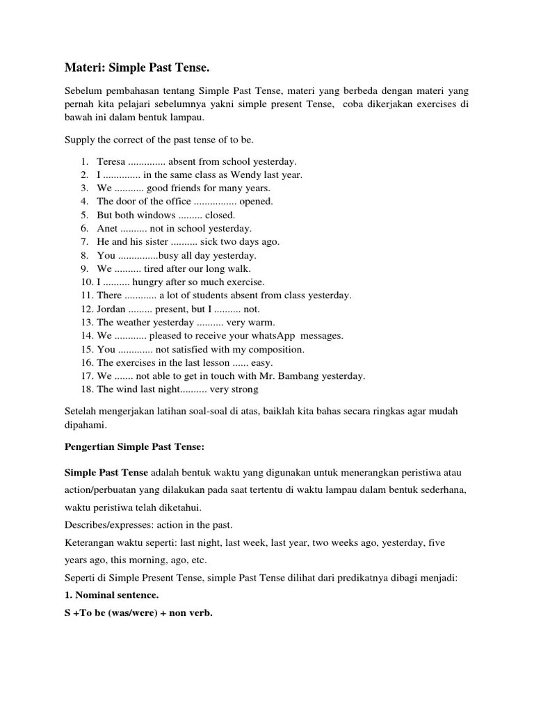 Materi Simple Past Tense | PDF | Verb | Linguistic Typology