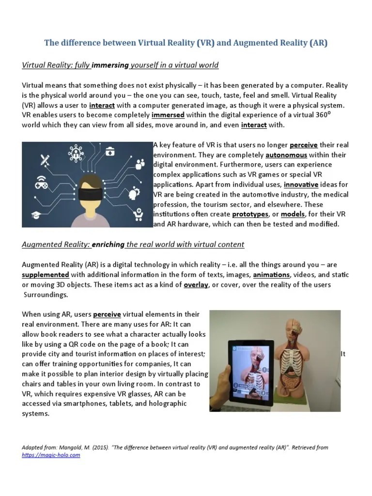 Unit 6 Reading - VR AR Tutorial - Updated | Download Free PDF ...