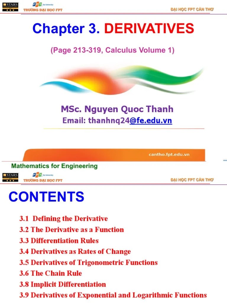 MAE101 CAL V1 Chapter 3 Derivatives | PDF | Derivative | Tangent