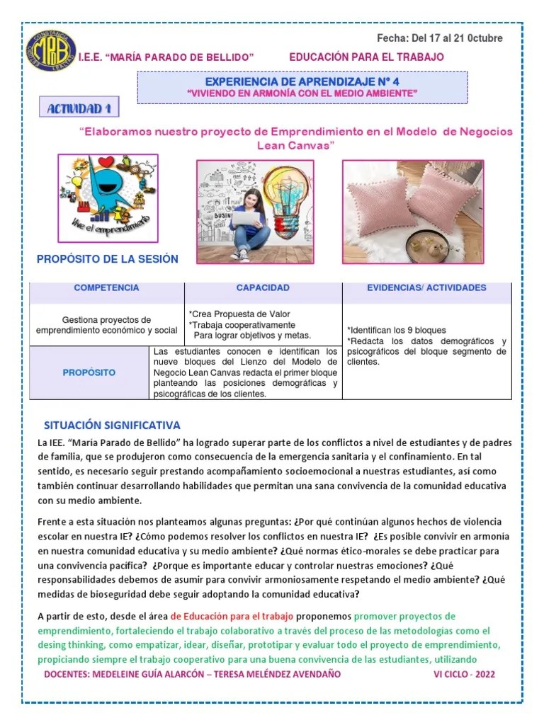 Experiencia De Aprendizaje IV Act 1 Ept - 2022 | PDF | Iniciativa Empresarial | Evaluación
