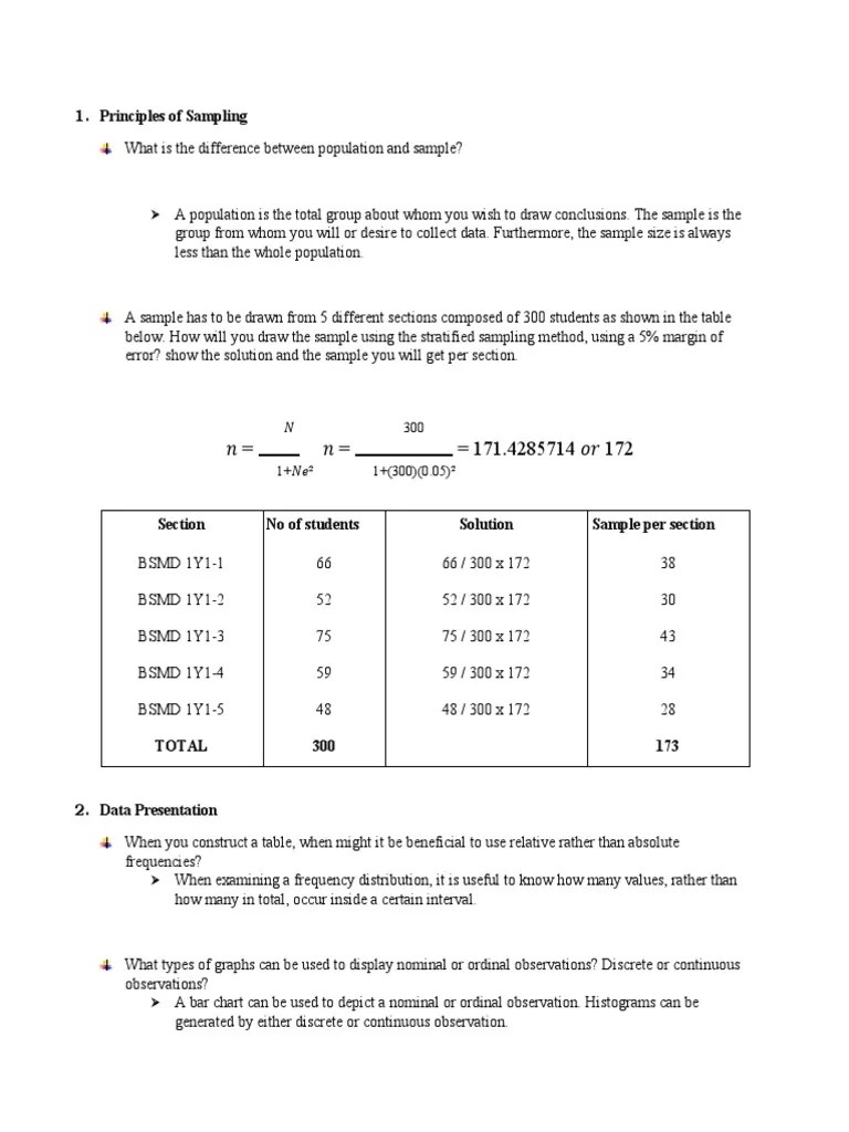 Principles Of Sampling And Data Presentation | PDF | Sampling ...