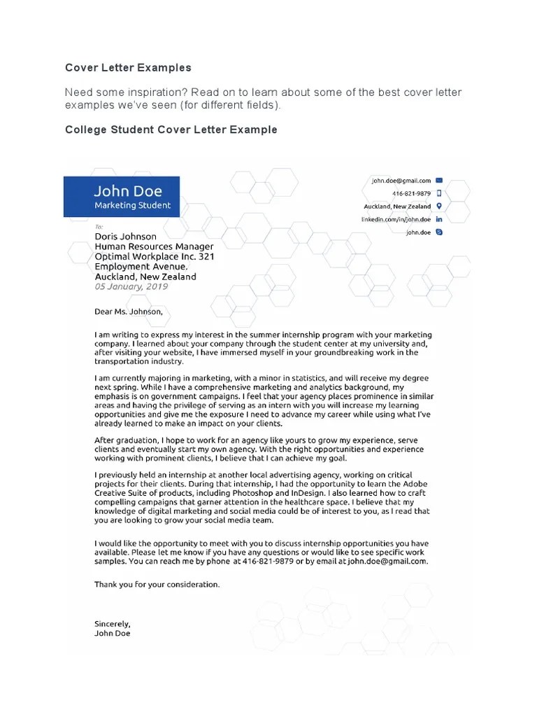 Best Cover Letter Examples For Different Careers | PDF