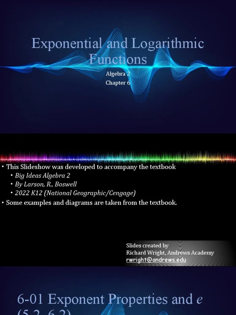 Algebra 2 06 Exponential And Logarithmic Functions 2 | PDF | Logarithm ...