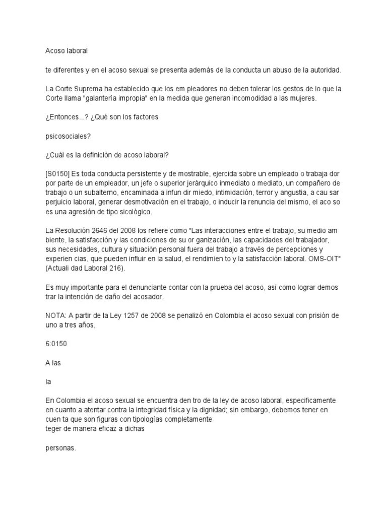 Acoso Laboral | PDF | Acoso Sexual | Violencia