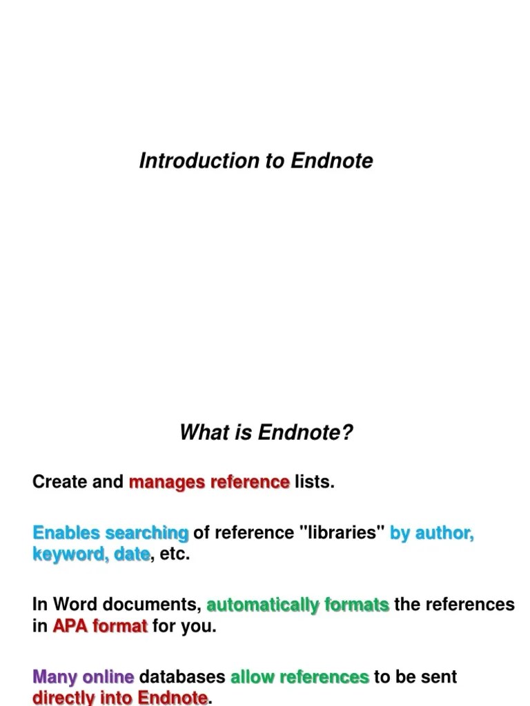 Introduction To Endnote | PDF | Citation | Libraries