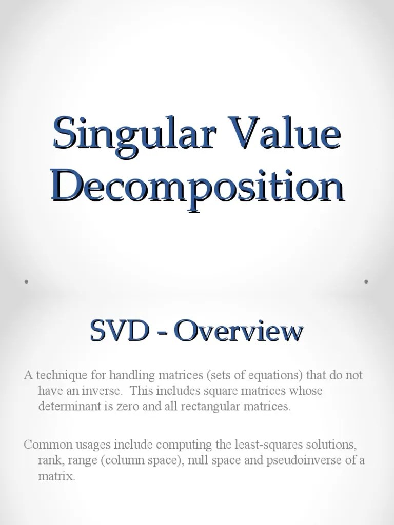 Singular Value Decomposition | PDF