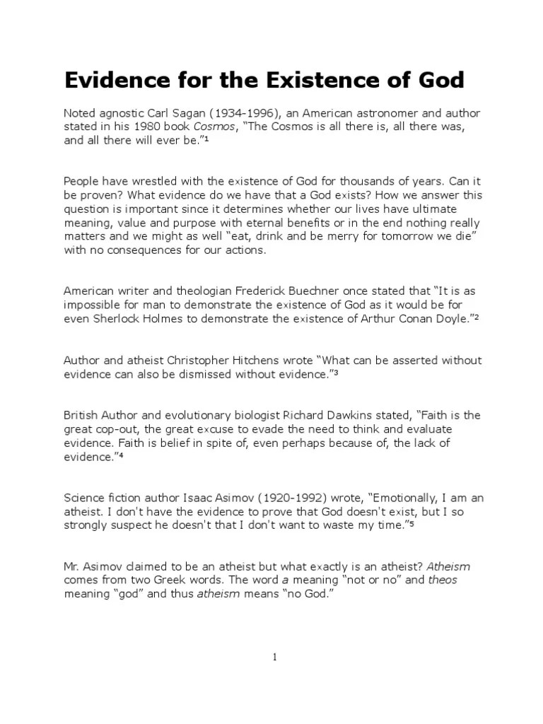 Evidence For The Existence Of God | PDF | Agnosticism | Dna