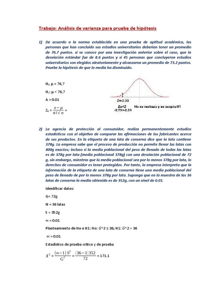 Análisis De Varianza Para Probar Hipótesis Sobre Medias Poblacionales ...