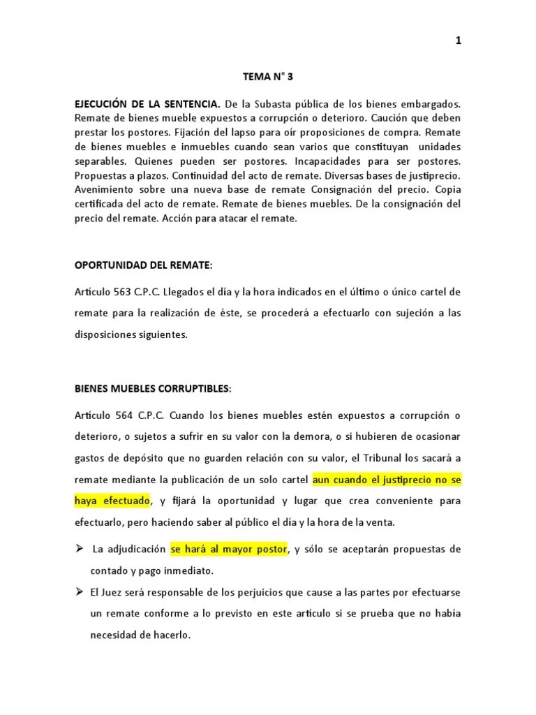 TEMA N 3 De La Subasta Publica De Los Bienes Embargados | PDF | Subasta ...
