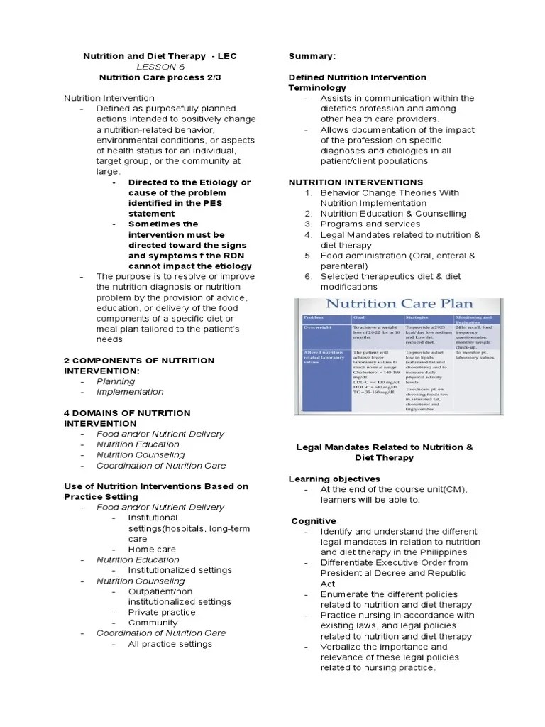 Nutrition And Diet Therapy - LEC | PDF | Dietitian | Breastfeeding