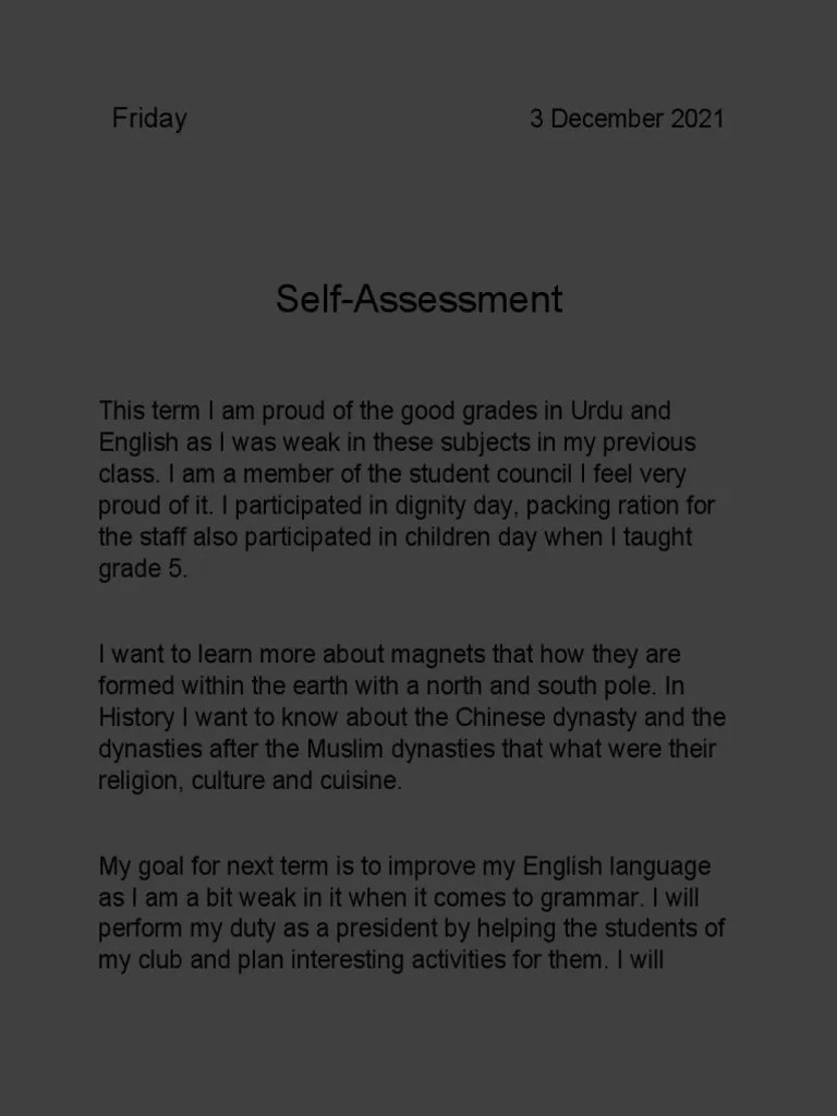 Self Assessment | PDF