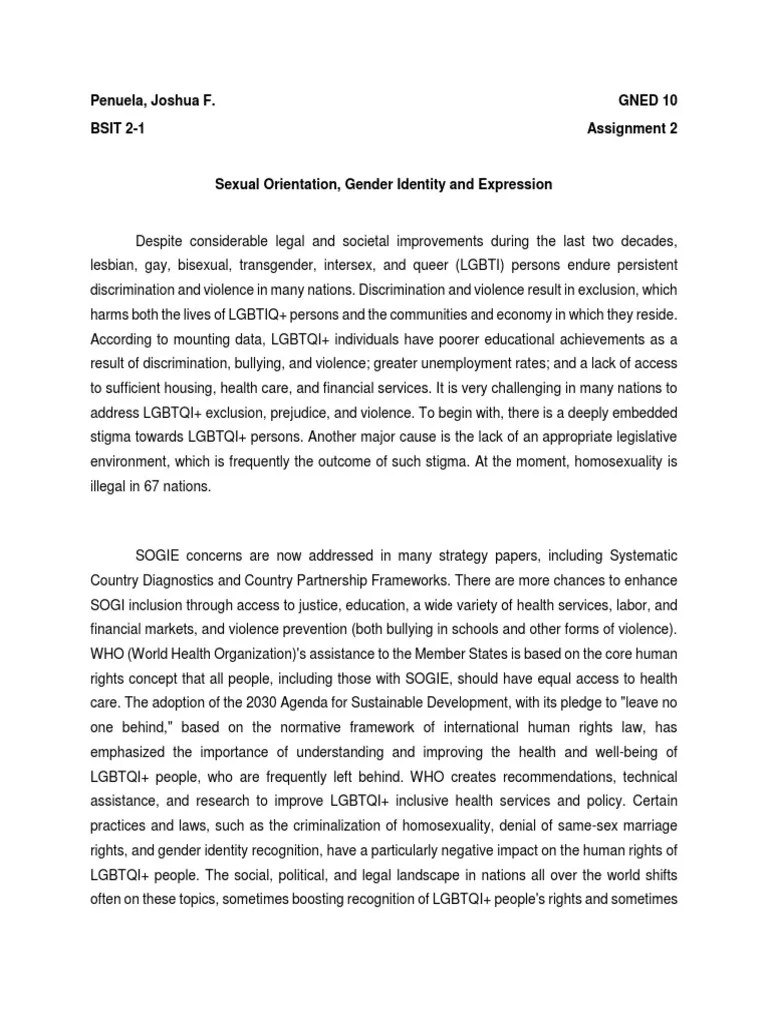 Sexual Orientation, Gender Identity And Expression | PDF | LGBTQIA+ ...