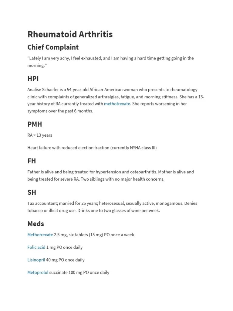 Rheumatoid Arthritis Case | PDF | Rheumatoid Arthritis | Arthritis