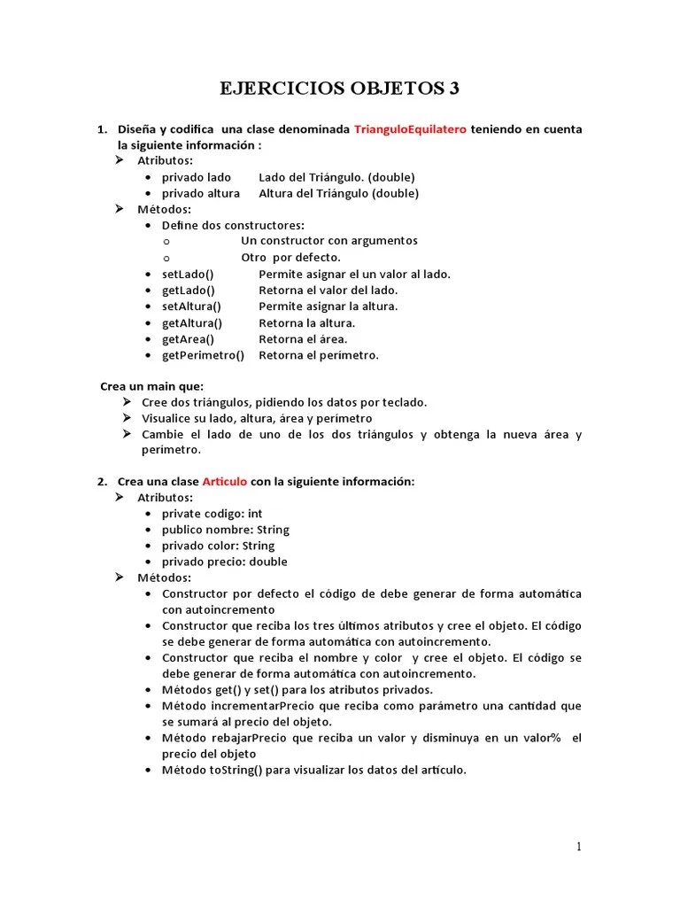 Ejercicios3 Objetos | PDF | Constructor (Programación Orientada A ...