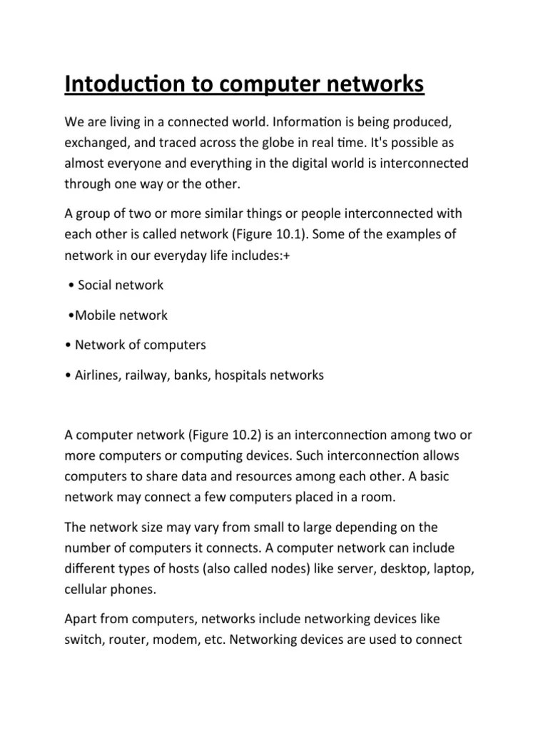 Intoduction To Computer Networks | PDF | Computer Network | Local Area ...