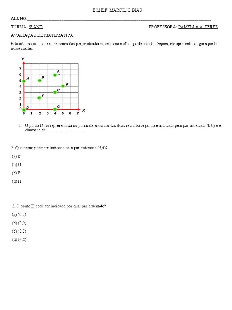 Prova De Matemática 5 ANO | PDF