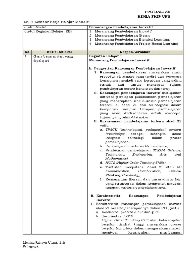 LK 1 Pedagogik Modul 4 Perancangan Pembelajaran Inovatif | PDF